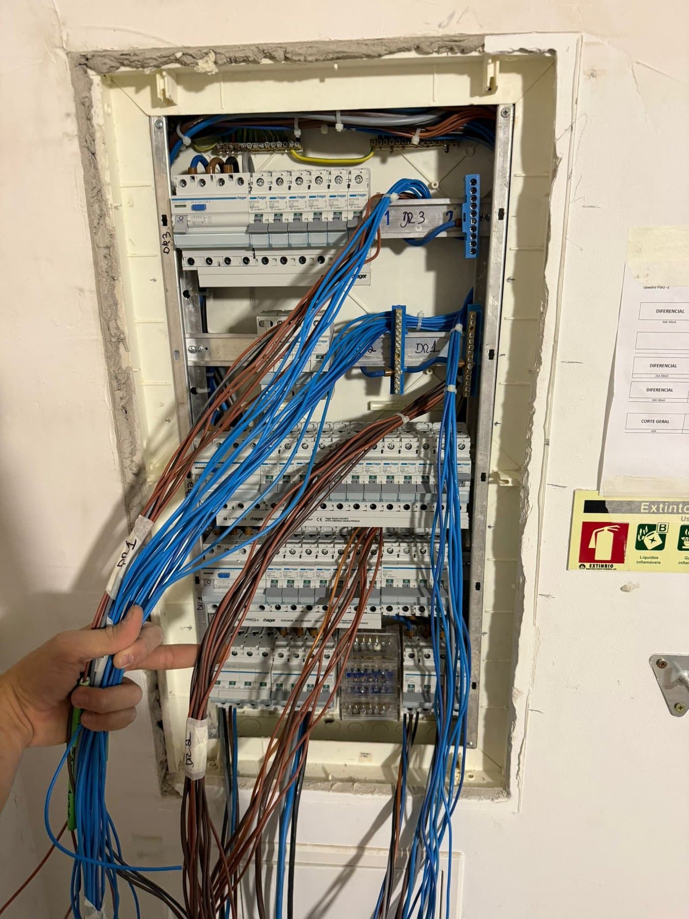 Board being cabled, entry by entry